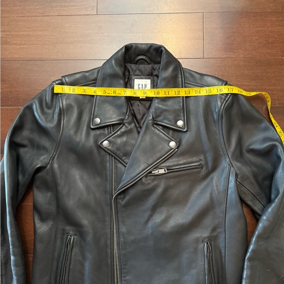 GAP Black Leather Moto Biker Jacket for Men M Excellent - Picture 9 of 11